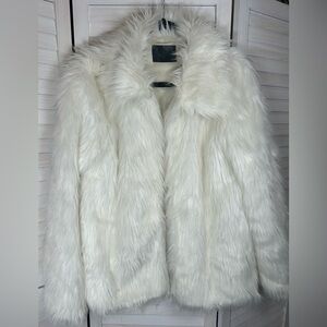 Elegant White Faux Fur Coat. Winter. Cozy. Holiday. Special Occasion.